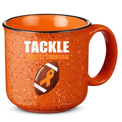 Football Orange Ribbon Multiple Sclerosis Awareness 15oz Campfire Ceramic Mug