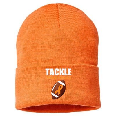 Football Orange Ribbon Multiple Sclerosis Awareness Sustainable Knit Beanie