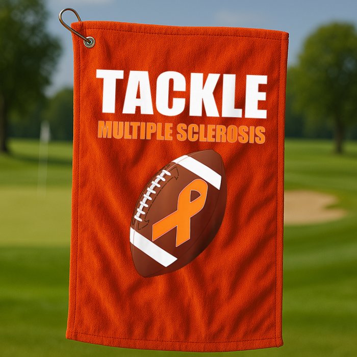 Football Orange Ribbon Multiple Sclerosis Awareness Golf Towel