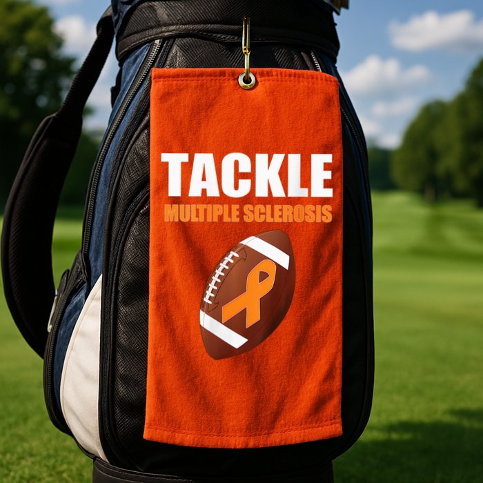 Football Orange Ribbon Multiple Sclerosis Awareness Golf Towel