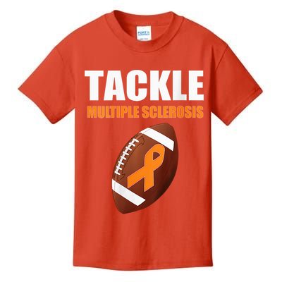 Football Orange Ribbon Multiple Sclerosis Awareness Kids T-Shirt