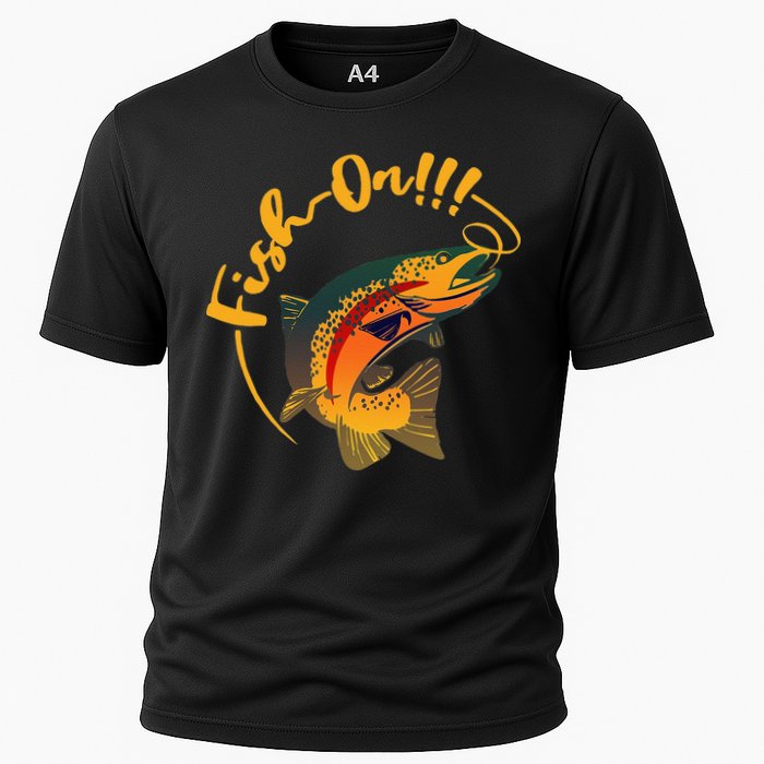 Fish On!!! Rainbow Trout Fishing Cooling Performance Crew T-Shirt