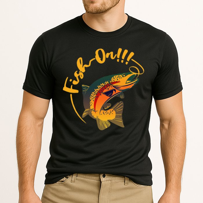Fish On!!! Rainbow Trout Fishing Cooling Performance Crew T-Shirt