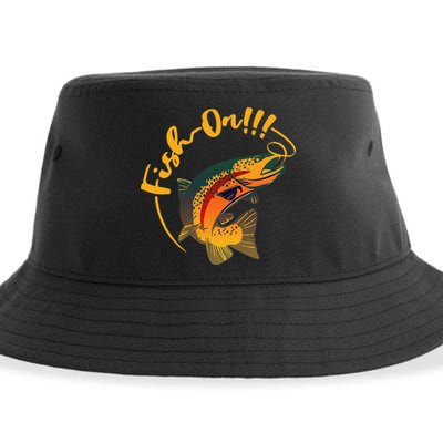 Fish On!!! Rainbow Trout Fishing Sustainable Bucket Hat
