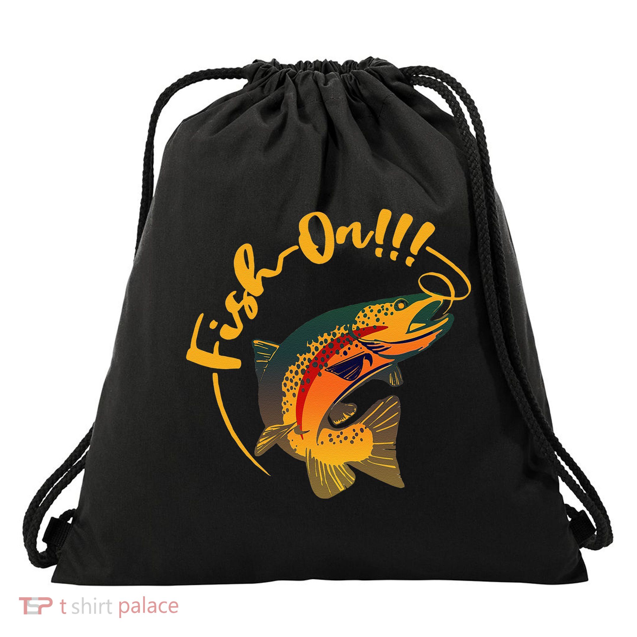 Fish On!!! Rainbow Trout Fishing Drawstring Bag