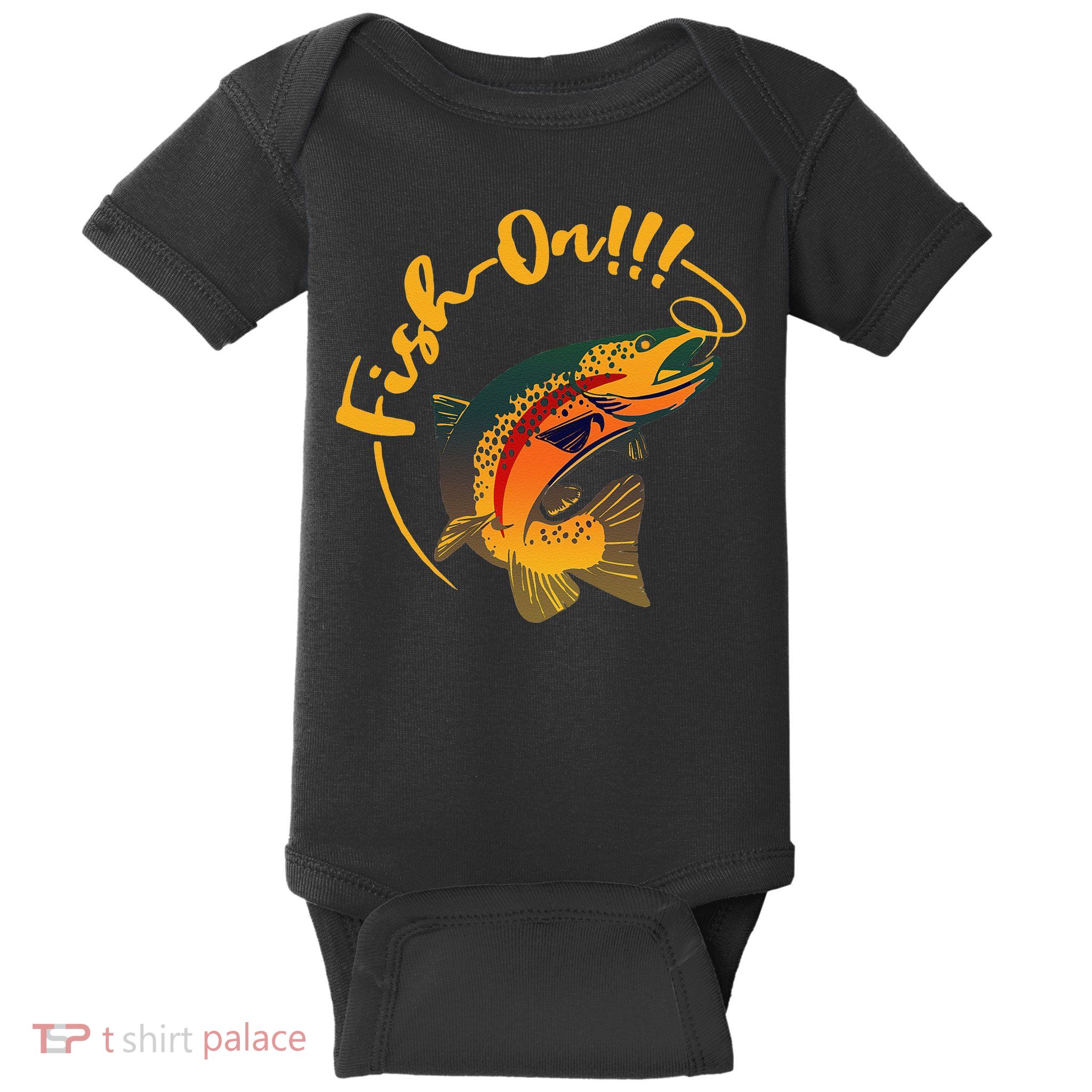 Fish On!!! Rainbow Trout Fishing Baby Bodysuit
