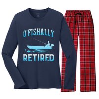 Funny OFishally Retired Gift For Retired Fishing Women's Long Sleeve Flannel Pajama Set 