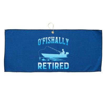 Funny OFishally Retired Gift For Retired Fishing Large Microfiber Waffle Golf Towel