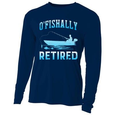 Funny OFishally Retired Gift For Retired Fishing Cooling Performance Long Sleeve Crew