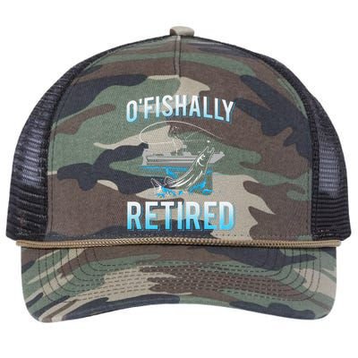 Funny Ofishally Retired For Retired Fishing Retro Rope Trucker Hat Cap