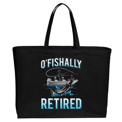 Funny Ofishally Retired For Retired Fishing Cotton Canvas Jumbo Tote