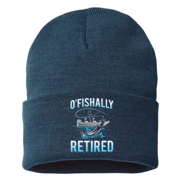 Funny Ofishally Retired For Retired Fishing Sustainable Knit Beanie