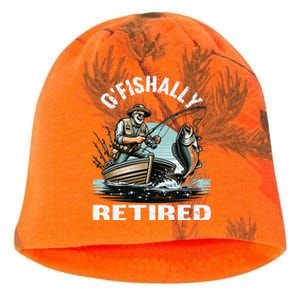 Funny Ofishally Retired For Retirement Fishing Fisher Kati - Camo Knit Beanie