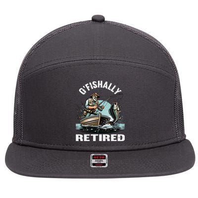 Funny Ofishally Retired For Retirement Fishing Fisher 7 Panel Mesh Trucker Snapback Hat