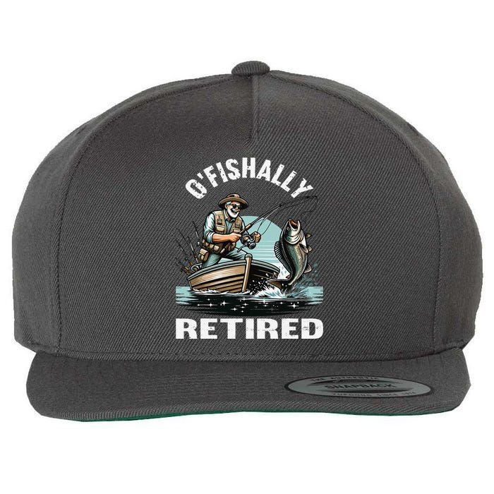 Funny Ofishally Retired For Retirement Fishing Fisher Wool Snapback Cap