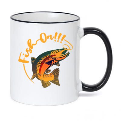 Fish On!!! Rainbow Trout Fishing Funny Gift 11oz Black Color Changing Mug