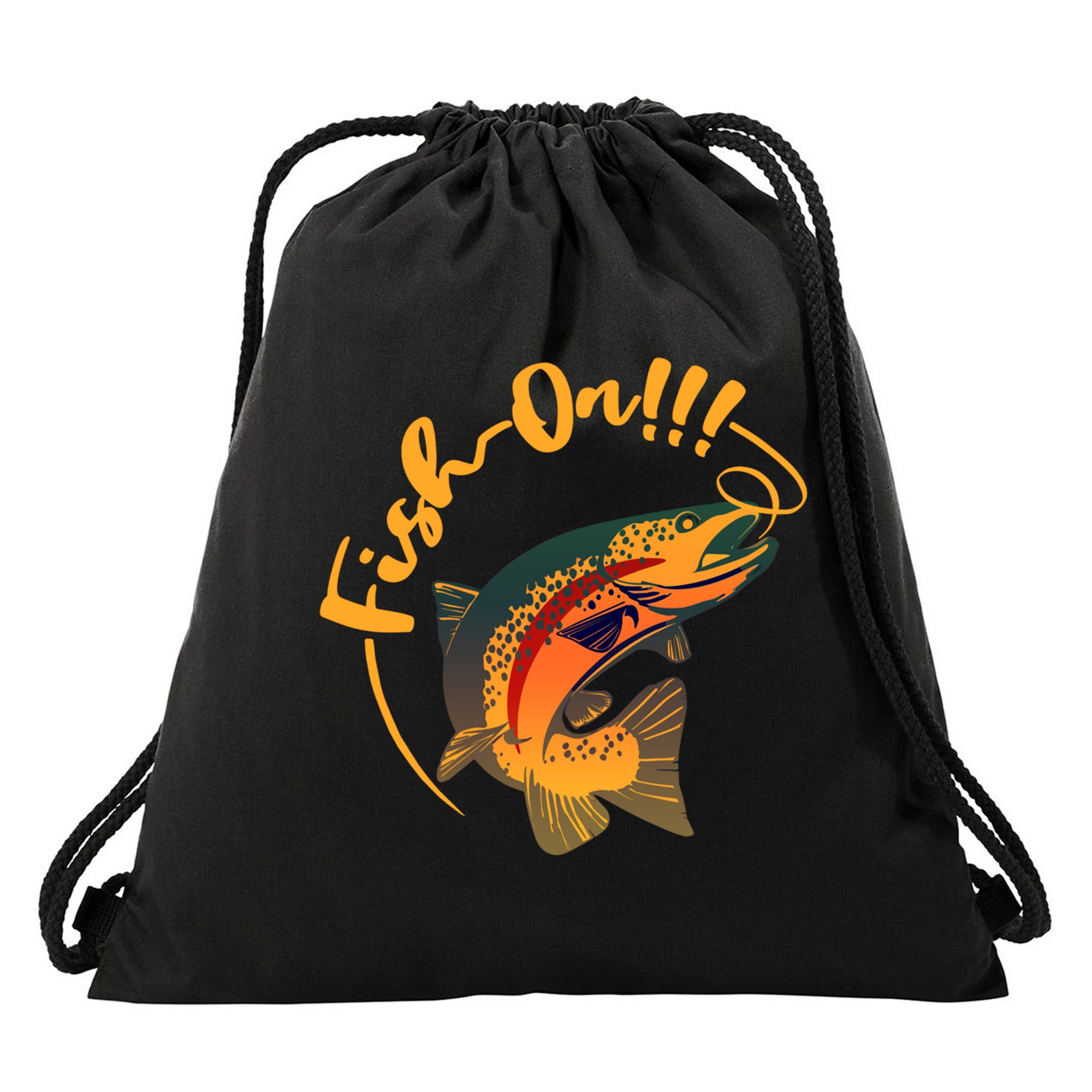 Fish On!!! Rainbow Trout Fishing Funny Gift Drawstring Bag