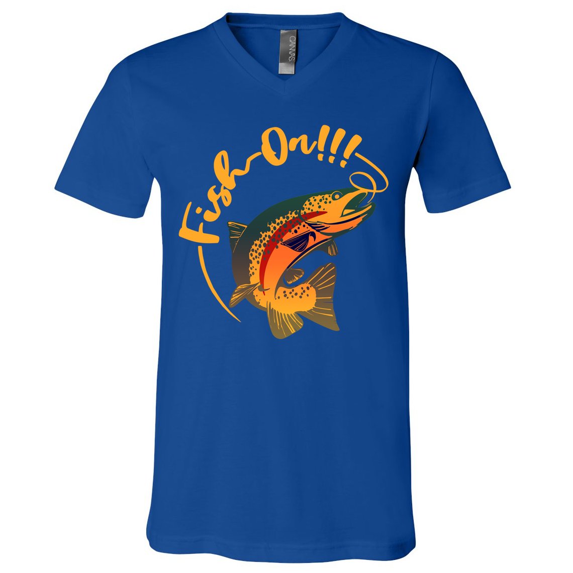 Fish On!!! Rainbow Trout Fishing Funny Gift V-Neck T-Shirt