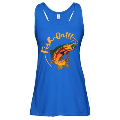 Fish On!!! Rainbow Trout Fishing Funny Gift Ladies Essential Flowy Tank