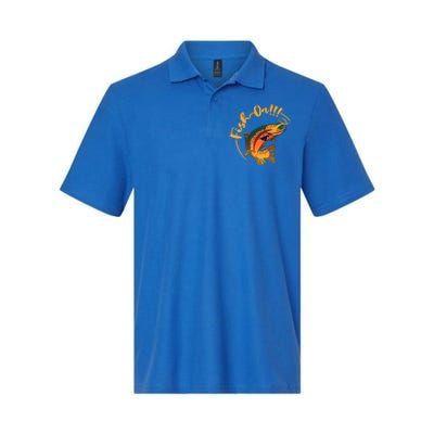 Fish On!!! Rainbow Trout Fishing Funny Gift Softstyle Adult Sport Polo