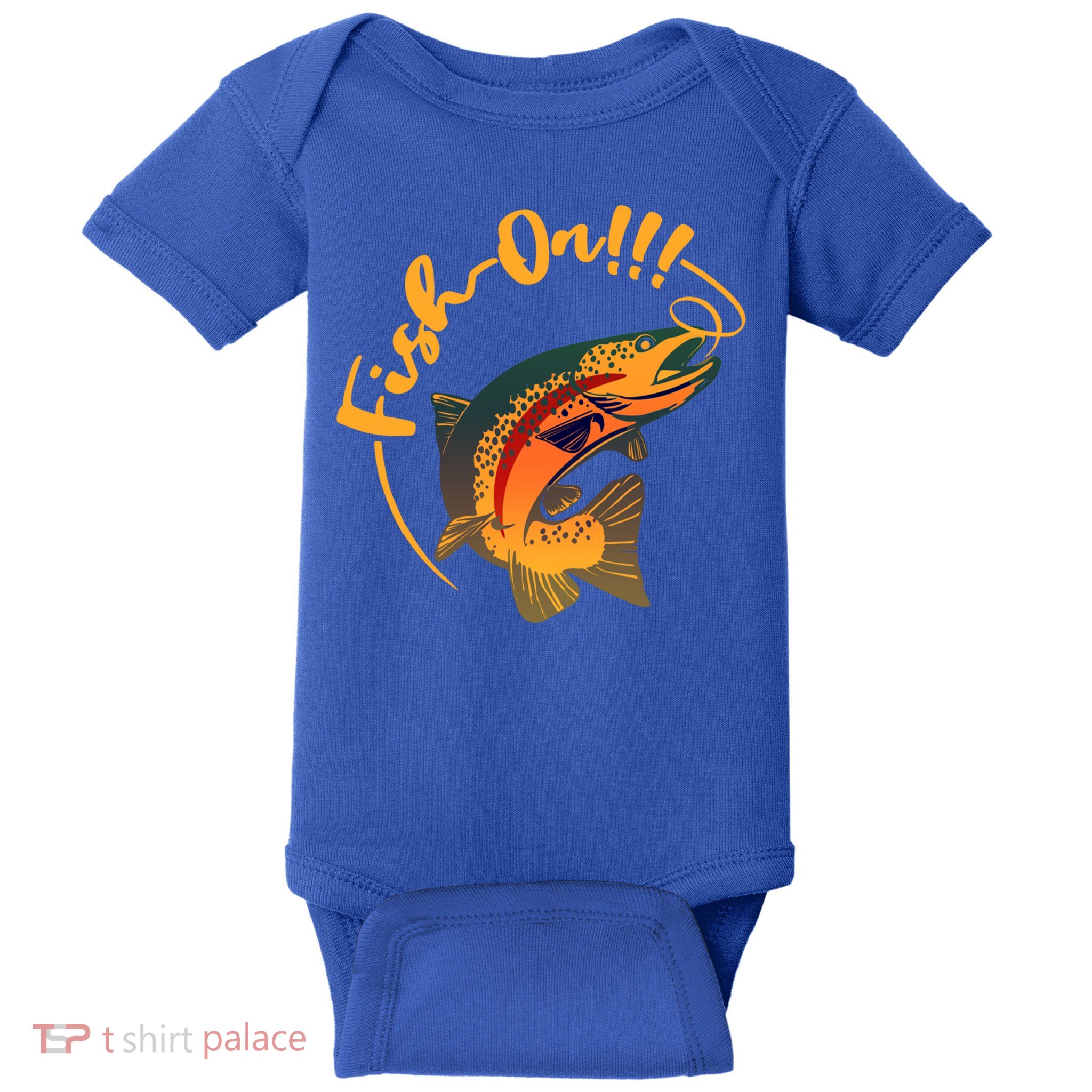Fish On!!! Rainbow Trout Fishing Funny Gift Baby Bodysuit