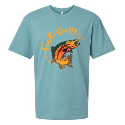 Fish On!!! Rainbow Trout Fishing Funny Gift Sueded Cloud Jersey T-Shirt