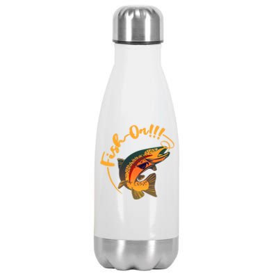 Fish On!!! Rainbow Trout Fishing Funny Gift Stainless Steel Insulated Water Bottle