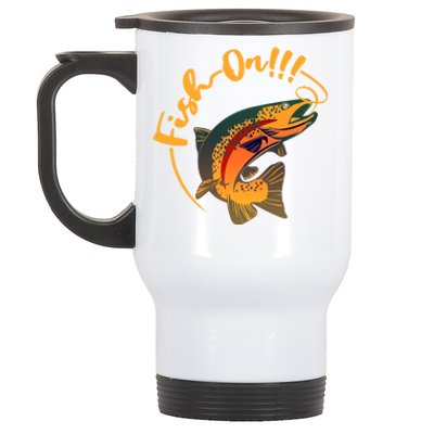 Fish On!!! Rainbow Trout Fishing Funny Gift Stainless Steel Travel Mug