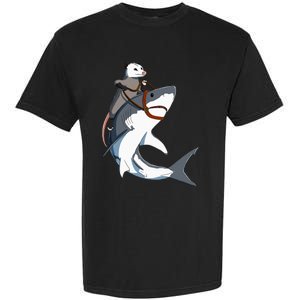 Funny Opossum Riding Shark Garment-Dyed Heavyweight T-Shirt