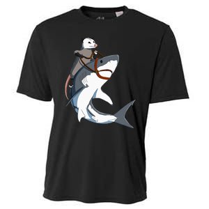 Funny Opossum Riding Shark Cooling Performance Crew T-Shirt