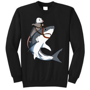 Funny Opossum Riding Shark Sweatshirt