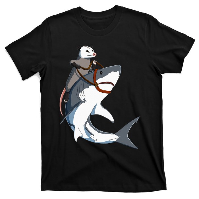 Funny Opossum Riding Shark T-Shirt