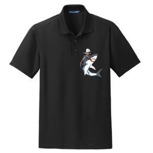 Funny Opossum Riding Shark Dry Zone Grid Polo