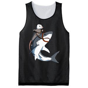 Funny Opossum Riding Shark Mesh Reversible Basketball Jersey Tank