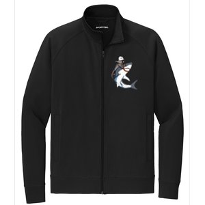 Funny Opossum Riding Shark Stretch Full-Zip Cadet Jacket