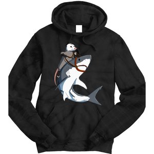 Funny Opossum Riding Shark Tie Dye Hoodie