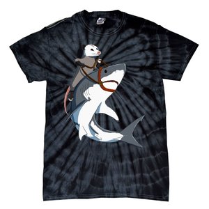 Funny Opossum Riding Shark Tie-Dye T-Shirt