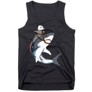 Funny Opossum Riding Shark Tank Top