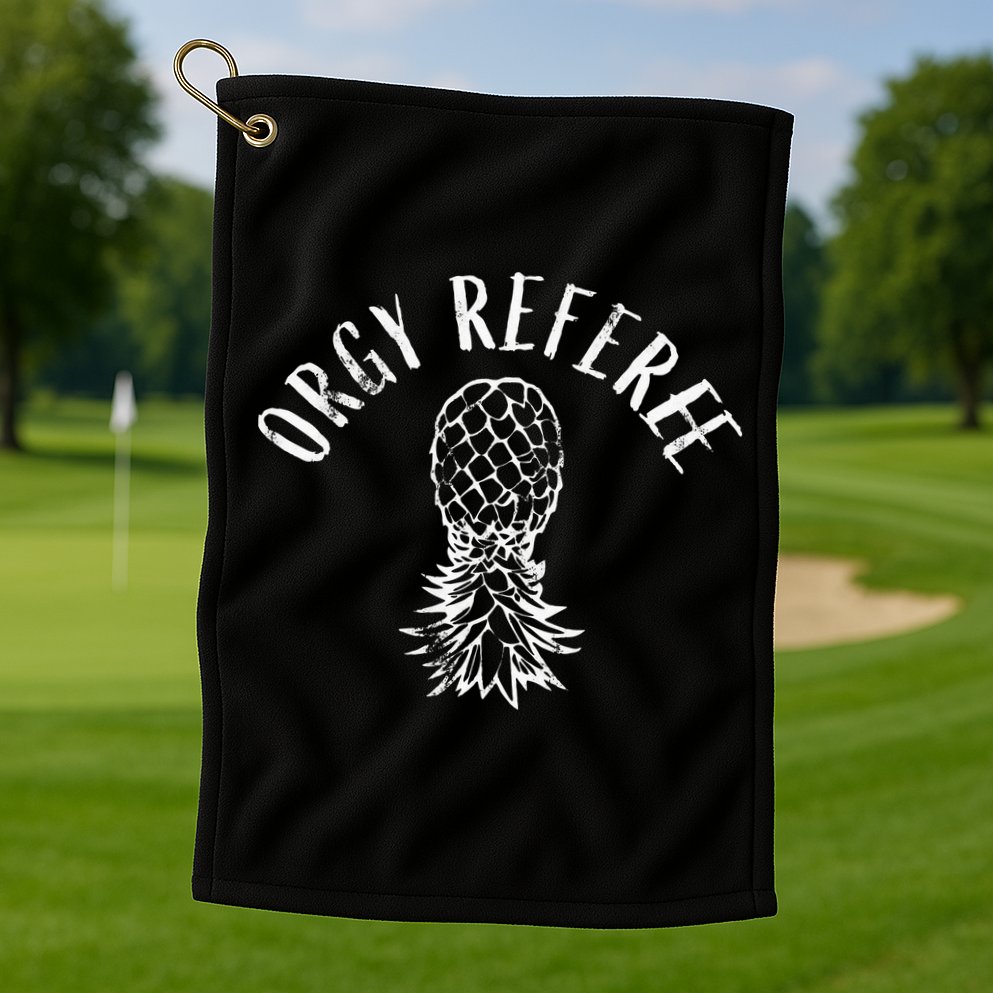 Funny Orgy Referee Upside Down Pineapple Swinger Golf Towel