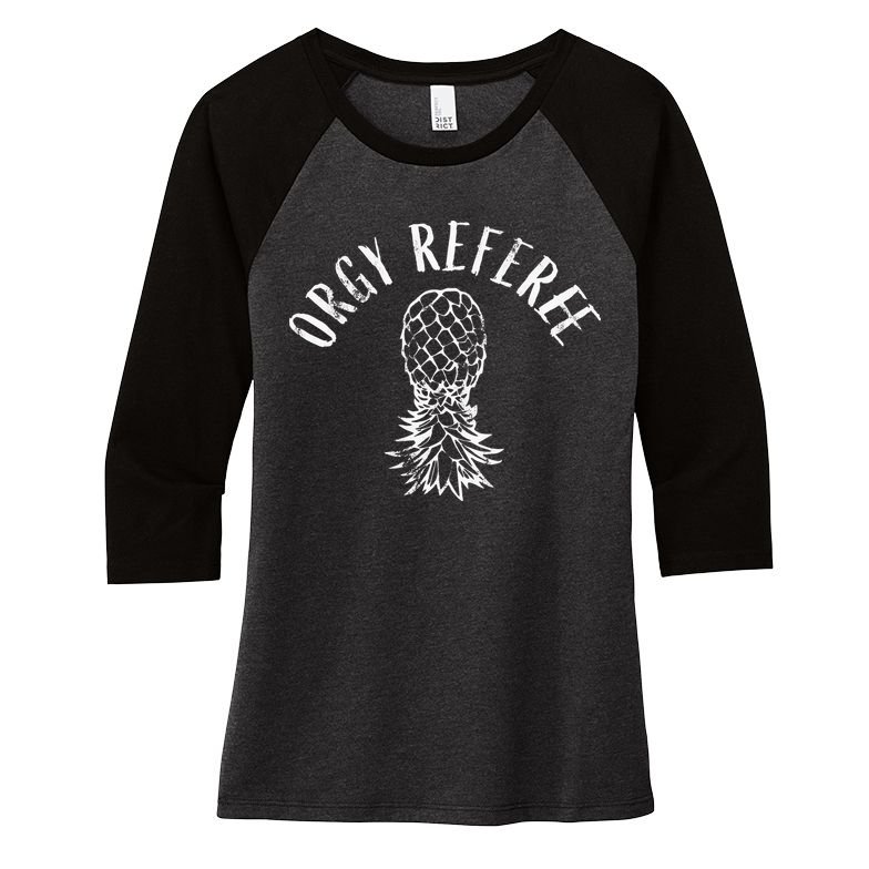Funny Orgy Referee Upside Down Pineapple Swinger Women's Tri-Blend 3/4-Sleeve Raglan Shirt