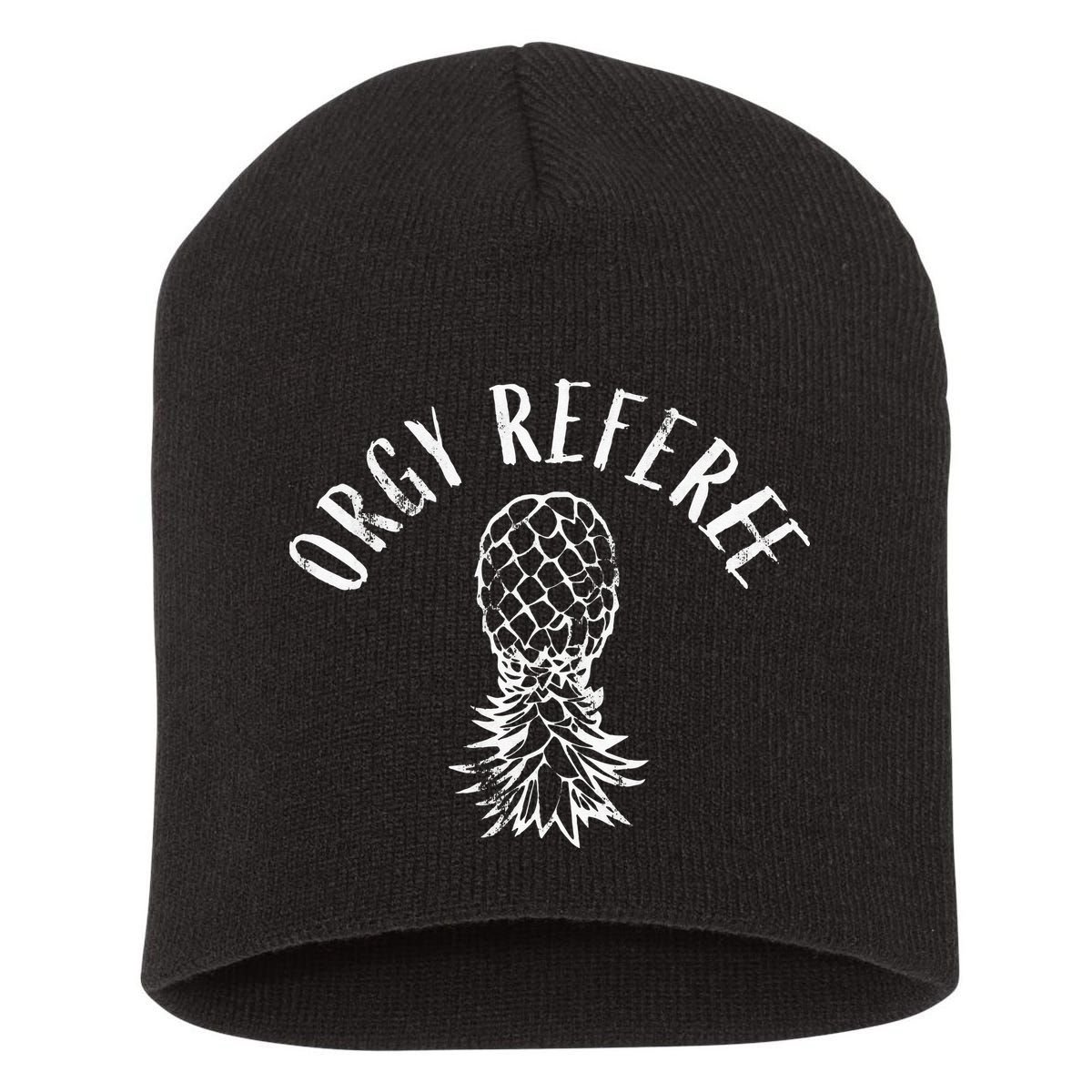 Funny Orgy Referee Upside Down Pineapple Swinger Short Acrylic Beanie