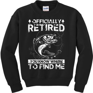 Funny Officially Retired Gift Fishing Dad Retirement Fisher Kids Sweatshirt