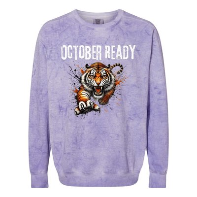 Funny October Ready For Ready Tiger Letter D Tiger October Colorblast Crewneck Sweatshirt