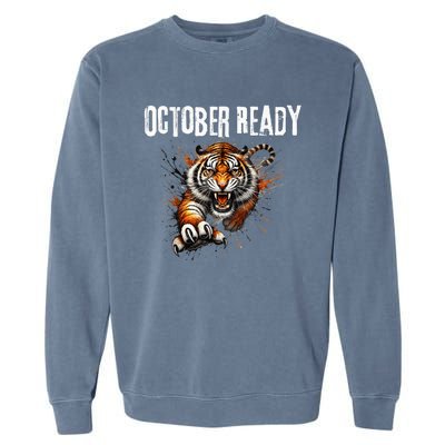 Funny October Ready For Ready Tiger Letter D Tiger October Garment-Dyed Sweatshirt