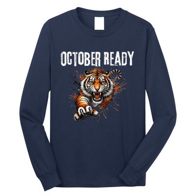 Funny October Ready For Ready Tiger Letter D Tiger October Long Sleeve Shirt