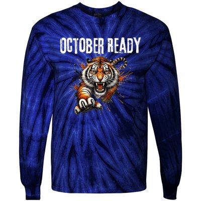 Funny October Ready For Ready Tiger Letter D Tiger October Tie-Dye Long Sleeve Shirt