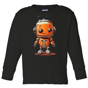 Funny Orange Robot Boy Costume Toddler Long Sleeve Shirt