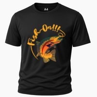 Fish On!!! Rainbow Trout Fishing Funny Gift Cooling Performance Crew T-Shirt
