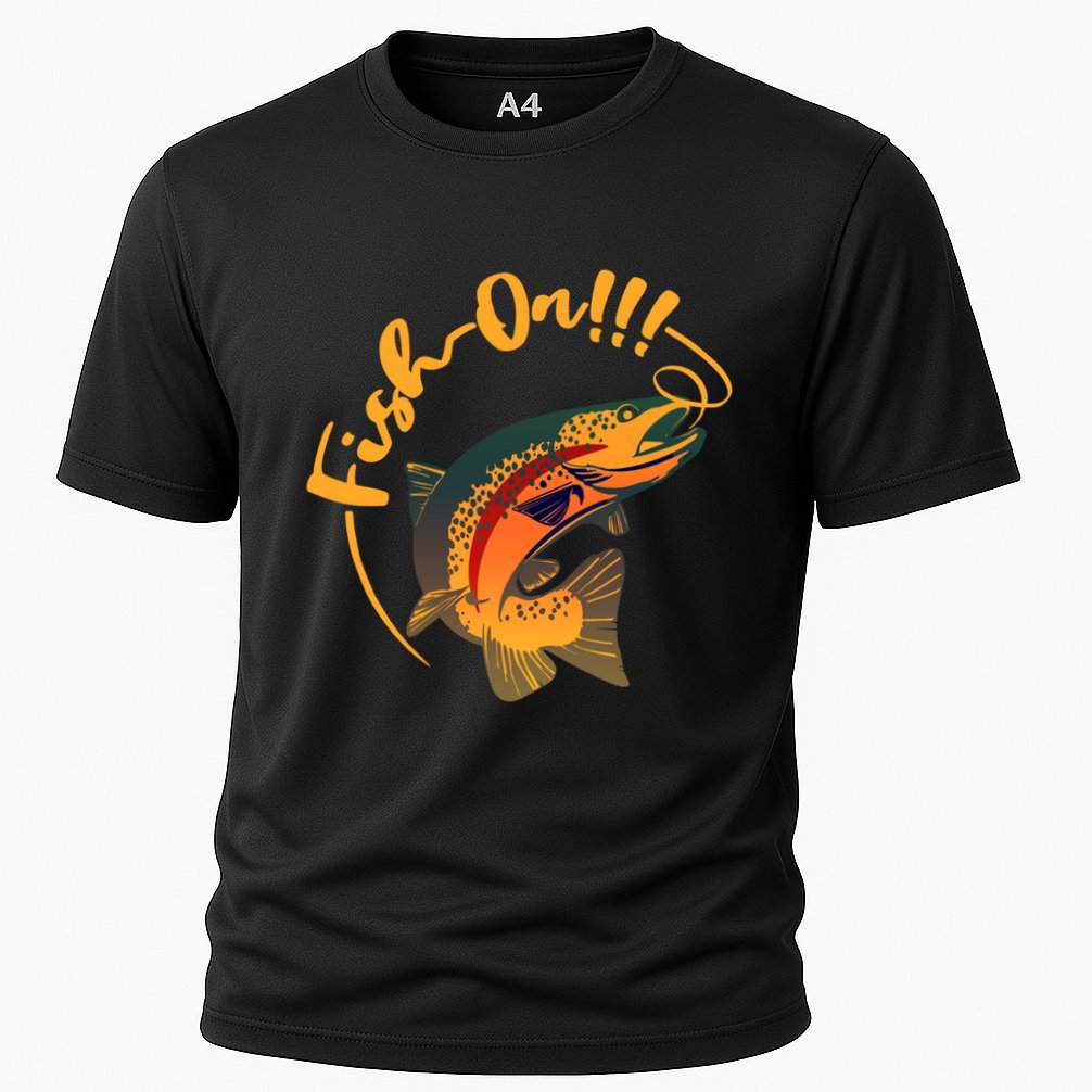 Fish On!!! Rainbow Trout Fishing Funny Gift Cooling Performance Crew T-Shirt
