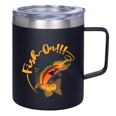 Fish On!!! Rainbow Trout Fishing Funny Gift 12oz Stainless Steel Coffee Mug